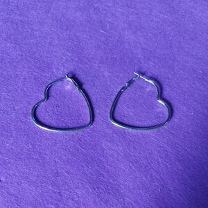 Silver Heart Hoop Earrings
